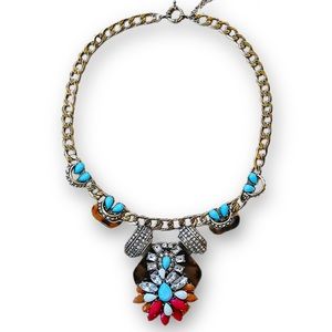 Chunky Tortoise Turquoise Statement Necklace